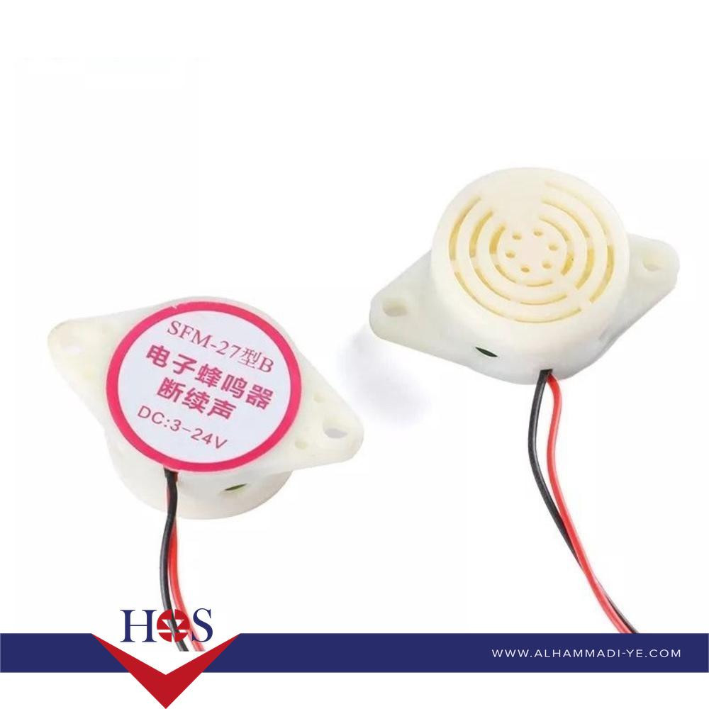 Continuous Sound Electronic Active Buzzer SFM-27 DC 3V-24V جرس كبير من 3 الي 24 فولت