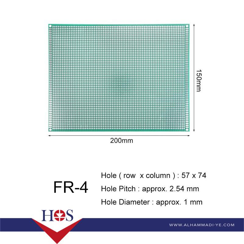 15-20cm-Universal-PCB-Prototype-Board-Single-Sided2.54mm-Hole-Pitch برده تجارب اخضر مخرم  15*20 سم